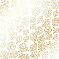 Лист односторонней бумаги с фольгированием Golden Delicate Leaves White, 30,5 см х 30,5 см