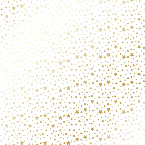 Лист односторонней бумаги с фольгированием Golden stars White, 30,5 см х 30,5 см