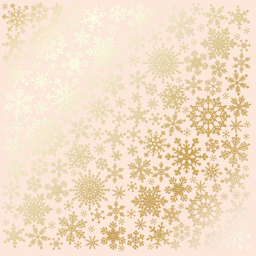 Аркуш одностороннього паперу з фольгуванням Golden Snowflakes Beige, 30,5 см х 30,5 см