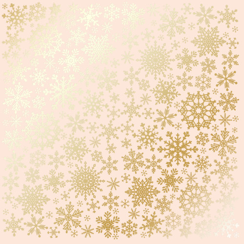 Лист односторонней бумаги с фольгированием Golden Snowflakes Beige, 30,5 см х 30,5 см