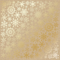 Аркуш одностороннього паперу з фольгуванням Golden Snowflakes Kraft, 30,5 см х 30,5 см