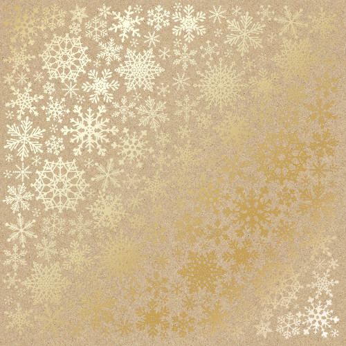 Лист односторонней бумаги с фольгированием Golden Snowflakes Kraft, 30,5 см х 30,5 см