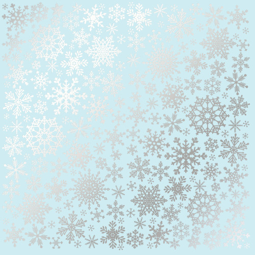 Аркуш одностороннього паперу зі срібним тисненням Silver Snowflakes Blue, 30,5 см х 30,5 см