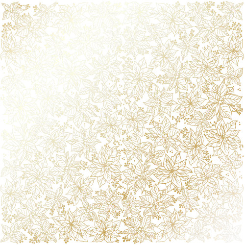Лист односторонней бумаги с фольгированием Golden Poinsettia White, 30,5 см х 30,5 см