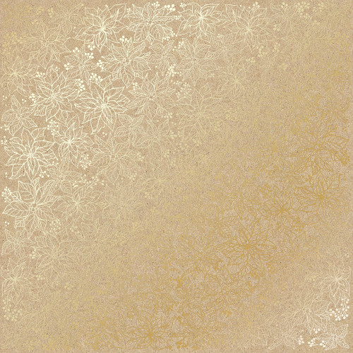 Лист односторонней бумаги с фольгированием Golden Poinsettia Kraft, 30,5 см х 30,5 см