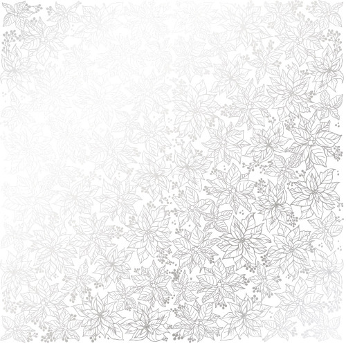 Аркуш одностороннього паперу зі срібним тисненням Silver Poinsettia White, 30,5 см х 30,5 см