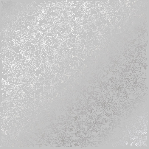 Лист односторонней бумаги с серебряным тиснением Silver Poinsettia Gray, 30,5 см х 30,5 см