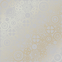 Лист односторонней бумаги с фольгированием Golden Gears Gray, 30,5 см х 30,5 см