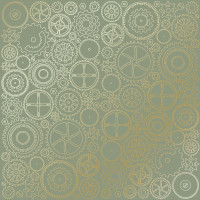 Аркуш одностороннього паперу з фольгуванням Golden Gears Olive, 30,5 см х 30,5 см
