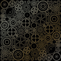 Аркуш одностороннього паперу з фольгуванням Golden Gears Black, 30,5 см х 30,5 см