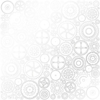 Аркуш одностороннього паперу зі срібним тисненням Silver Gears White, 30,5 см х 30,5 см