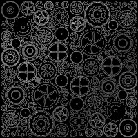 Лист односторонней бумаги с серебряным тиснением Silver Gears Black, 30,5 см х 30,5 см