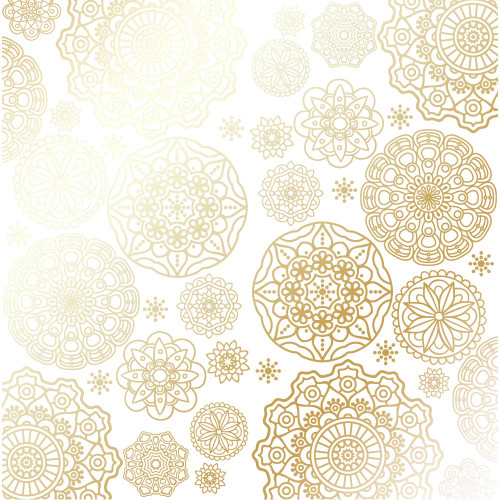 Лист односторонней бумаги с фольгированием Golden Napkins White, 30,5 см х 30,5 см