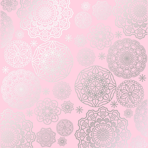 Лист односторонней бумаги с серебряным тиснением Silver Napkins Light pink, 30,5 см х 30,5 см