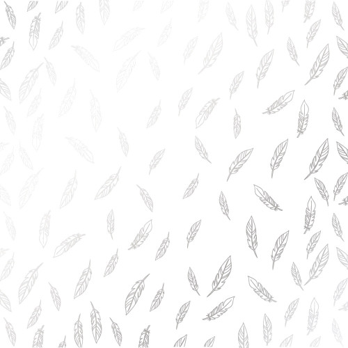 Лист односторонней бумаги с серебряным тиснением Silver Feather White, 30,5 см х 30,5 см
