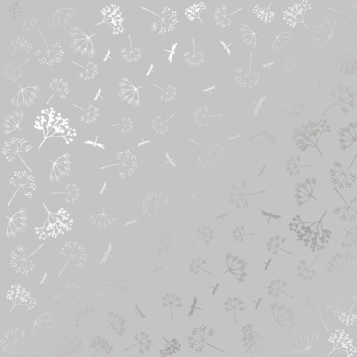 Лист односторонней бумаги с серебряным тиснением Silver Dill Gray, 30,5 см х 30,5 см