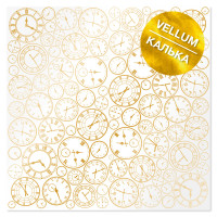 Лист кальки (веллум) із золотим візерунком Golden Clocks 30,5х30,5 см (Годинник)