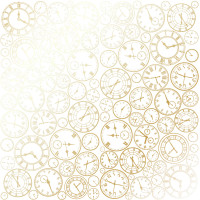Лист односторонней бумаги с фольгированием Golden Clocks White, 30,5 см х 30,5 см