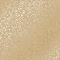 Лист односторонней бумаги с фольгированием Golden Clocks Kraft, 30,5 см х 30,5 см