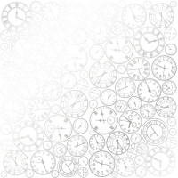 Аркуш одностороннього паперу зі срібним тисненням Silver Clocks White, 30,5 см х 30,5 см