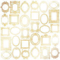 Лист односторонней бумаги с фольгированием Golden Frames White, 30,5 см х 30,5 см