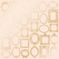 Аркуш одностороннього паперу з фольгуванням Golden Frames Beige, 30,5 х 30,5 см