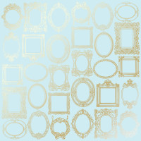 Лист односторонней бумаги с фольгированием Golden Frames Blue, 30,5 см х 30,5 см