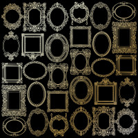 Аркуш одностороннього паперу з фольгуванням Golden Frames Black, 30,5 см х 30,5 см