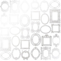 Аркуш одностороннього паперу зі срібним тисненням Silver Frames White, 30,5 см х 30,5 см
