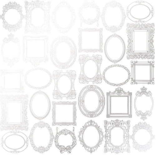 Лист односторонней бумаги с серебряным тиснением Silver Frames White, 30,5 см х 30,5 см