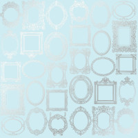 Аркуш одностороннього паперу зі срібним тисненням Silver Frames Blue, 30,5 см х 30,5 см