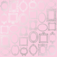 Лист односторонней бумаги с серебряным тиснением Silver Frames Light pink, 30,5 см х 30,5 см
