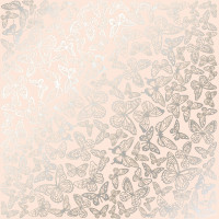 Аркуш одностороннього паперу зі срібним тисненням Silver Butterflies Beige, 30,5 см х 30,5 см