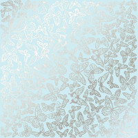 Аркуш одностороннього паперу зі срібним тисненням Silver Butterflies Blue, 30,5 см х 30,5 см