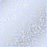 Лист односторонней бумаги с серебряным тиснением Silver Butterflies Purple, 30,5 см х 30,5 см