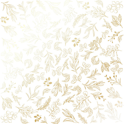 Аркуш одностороннього паперу з фольгуванням Golden Branches White, 30,5 х 30,5 см