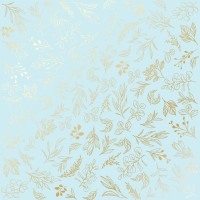 Лист односторонней бумаги с фольгированием Golden Branches Blue, 30,5 см х 30,5 см
