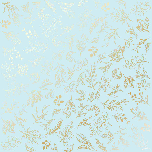 Лист односторонней бумаги с фольгированием Golden Branches Blue, 30,5 см х 30,5 см