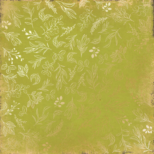 Лист односторонней бумаги с фольгированием Golden Branches Light green, 30,5 см х 30,5 см