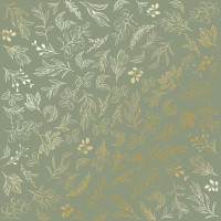 Лист односторонней бумаги с фольгированием Golden Branches Olive, 30,5 см х 30,5 см