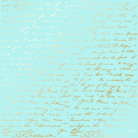 Лист односторонней бумаги с фольгированием Golden Text Turquoise, 30,5 см х 30,5 см