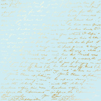 Лист одностороннього паперу з фольгуванням Golden Text Blue, 30,5 см х 30,5 см
