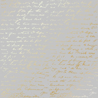Лист одностороннього паперу з фольгуванням Golden Text Gray, 30,5 см х 30,5 см