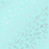 Лист односторонней бумаги с серебряным тиснением Silver Branches Turquoise, 30,5 см х 30,5 см