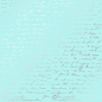 Аркуш одностороннього паперу зі срібним тисненням Silver Text Turquoise, 30,5 см х 30,5 см
