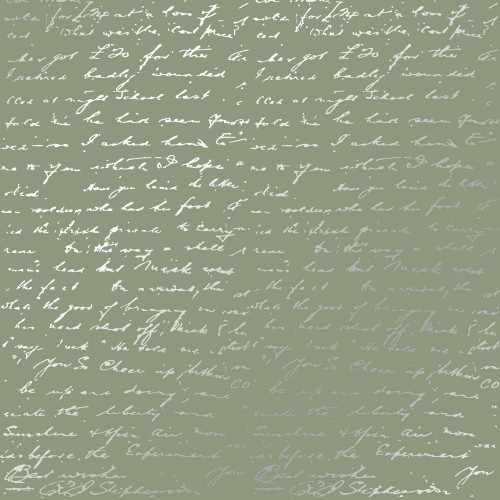 Лист односторонней бумаги с серебряным тиснением Silver Text Olive, 30,5 см х 30,5 см
