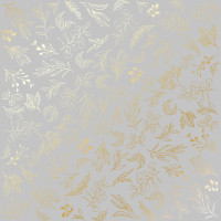 Аркуш одностороннього паперу з фольгуванням Golden Branches Gray, 30,5 х 30,5 см
