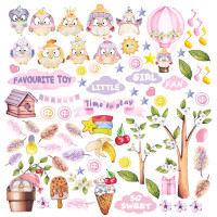 Лист з картинками для вирізання Cutie sparrow girl 30,5х30,5 см
