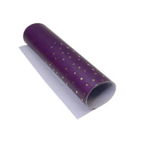 Отрез кожзама с тиснением золотой фольгой Golden Maxi Drops Violet, 50х25 см