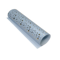 Відріз шкірзаму з тисненням золотою фольгою Golden Stars Bluet, 50х25 см
